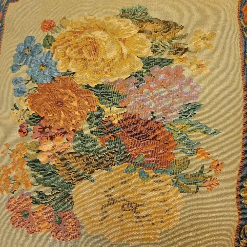 Vintage Tapestry Floral Design Multicolor  18×18 Decorative Throw Pillow